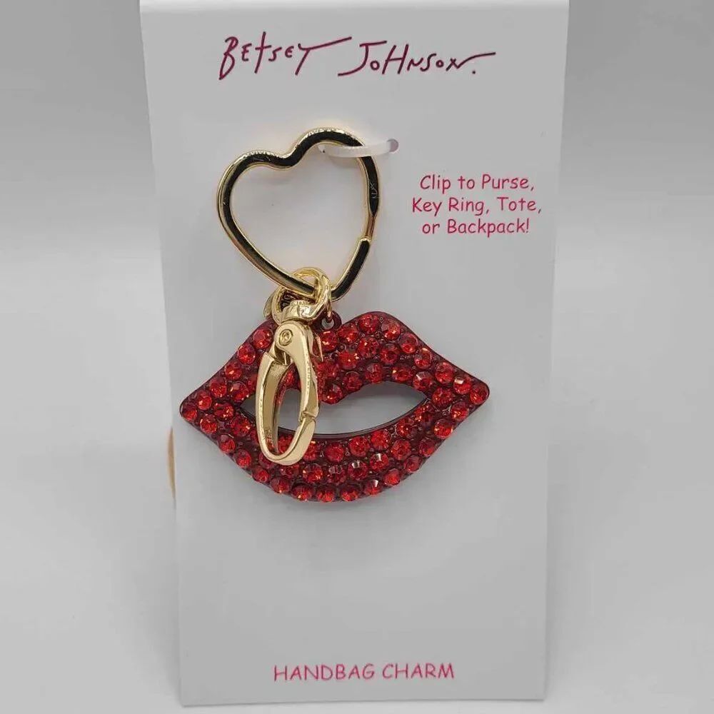 Betsey Johnson Lips Bag Charm Key Fob NWT!  NEW!